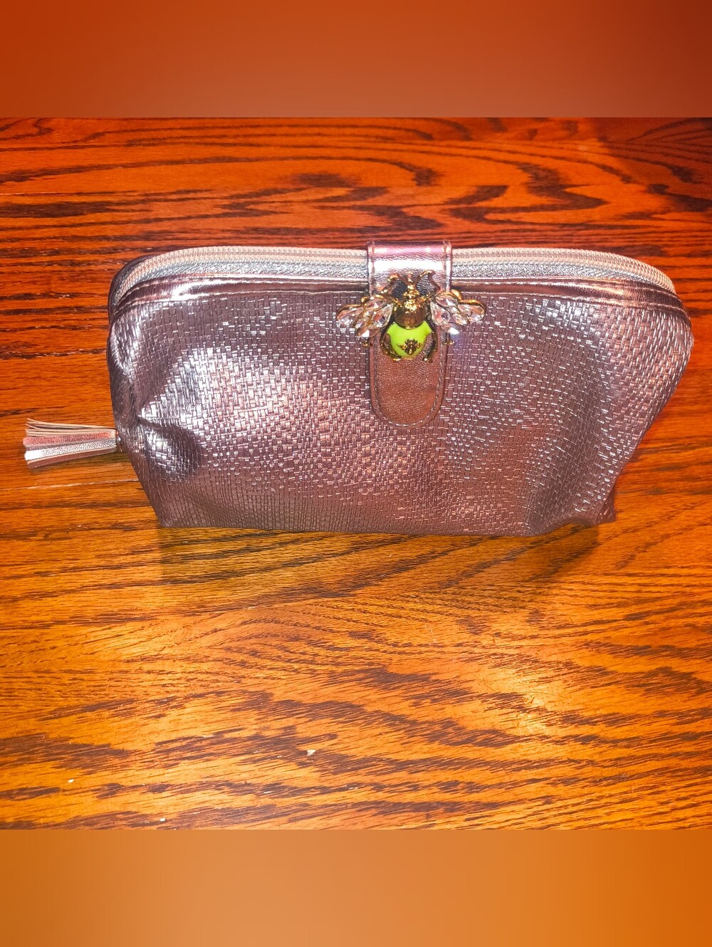 Silver Nordstrom Clutch With Beetle